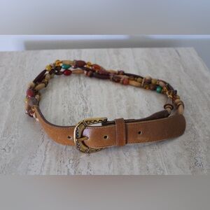 Vintage Beaded Leather Belt